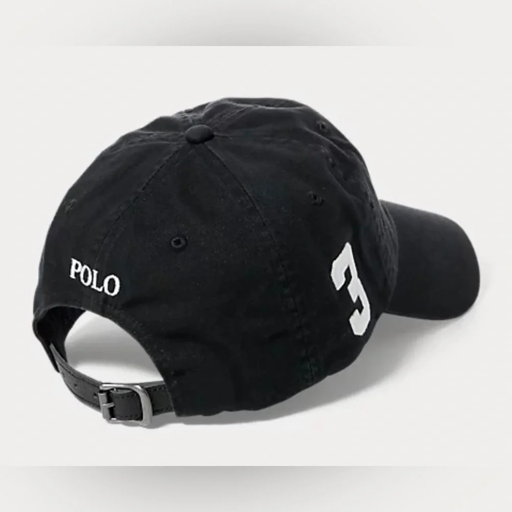 NWT Polo Ralph Lauren Big Pony Chino Ball Cap/Hat. Black/White. OS - Picture 2 of 12